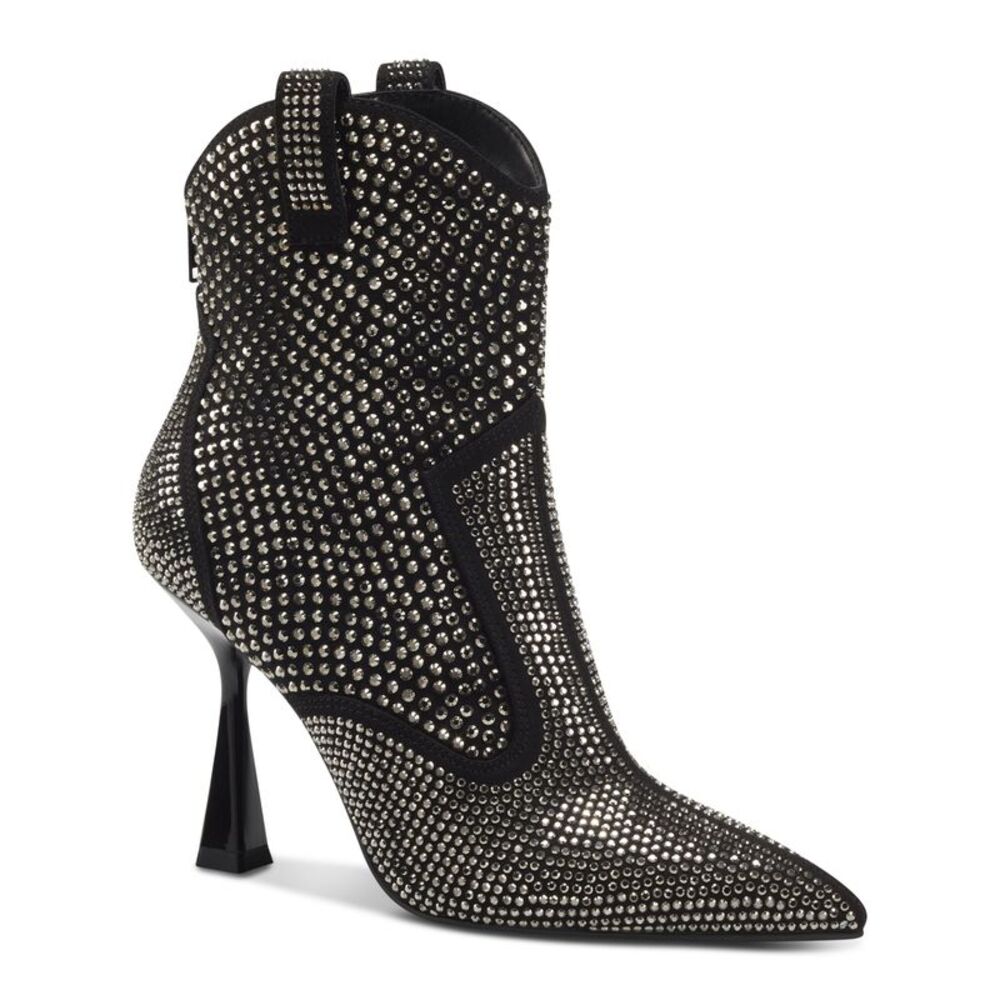 INC Womens Black Western Rhinestone Padded Oaklynne Pointed Toe Booties 5.5 M